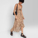 New - Women's Sleeveless High-Low Hem Chiffon Dress - Wild Fable Cognac Tiger Print L
