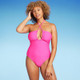 New - Women's Halter Keyhole Bandeau One Piece Swimsuit - Shade & Shore Pink S
