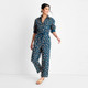 New - Women's Floral Print Long Sleeve Zip-Front Boilersuit - Future Collective with Jenny K. Lopez Teal 2