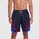 New - Speedo Men's 7" Solid Colorblock Swim Shorts - Blue/Red M