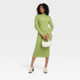 New - Black History Month Women's House of Aama High Neck Maxi Knit Dress - Green Striped L