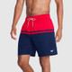 New - Speedo Men's 7" Colorblock Swim Shorts - Red/Blue S