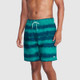 New - Speedo Men's 5.5" Striped Swim Shorts - Green M