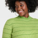New - Black History Month Women's Long Sleeve House of Aama High Neck Maxi Knit Dress - Green Striped XS