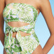 Women's Bandeau Tie-Front Cut Out One Piece Swimsuit - Shade & Shore Green Tropical Print L