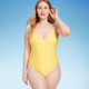 Women's V-Neck One Piece Swimsuit - Shade & Shore Yellow M