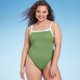 Women's Square Neck Wide Binding One Piece Swimsuit - Shade & Shore Olive Green M