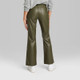 Women's Low-Rise Faux Leather Flare Pants - Wild Fable Olive Green 0