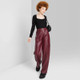 Women's High-Rise Straight Leg Faux Leather Cargo Pants - Wild Fable Burgundy L