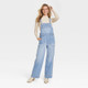 Women's Wide Leg Denim Overalls - Universal Thread Light Wash 2