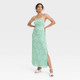 Women's Jacquard Maxi Slip Dress - A New Day Green S