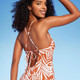 Women's Bead Knot Detail One Piece Swimsuit - Shade & Shore Orange Leaf Print L