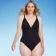 Women's Ribbed Triangle One Piece Swimsuit - Shade & Shore Black XS