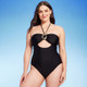 Women's Ring-Front Halter Bandeau One Piece Swimsuit - Shade & Shore Black M