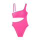 Women's Ribbed One Shoulder Cut Out One Piece Swimsuit - Shade & Shore Hot Pink XS