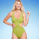 Women's Braided Strap Detail Monokini One Piece Swimsuit - Shade & Shore Olive Green M
