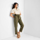 Women's High-Waisted Eyelet Pants - Future Collective with Jenny K. Lopez Olive Green 8