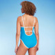 Women's Contrast Binding Scoop One Piece Swimsuit - Shade & Shore Blue L