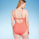 Women's Crepe Bralette Tie-Front One Piece Swimsuit - Shade & Shore Coral Pink S