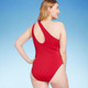 Women's One Shoulder Asymmetrical Cut Out One Piece Swimsuit - Shade & Shore Berry Red XS