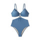 Women's Cut Out Bead Detail One Piece Swimsuit - Shade & Shore Blue M