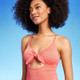 Women's Crepe Bralette Tie-Front One Piece Swimsuit - Shade & Shore Coral Pink XL