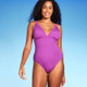Women's Ribbed Triangle One Piece Swimsuit - Shade & Shore Purple XL