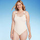 Women's Square Neck Pucker High Leg One Piece Swimsuit - Shade & Shore Off-White M