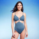 Women's Cut Out Bead Detail One Piece Swimsuit - Shade & Shore Blue S