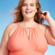 Women's Full Coverage Tummy Control High Neck Halter One Piece Swimsuit - Kona Sol Coral Pink 14
