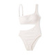 Open Box Women's Ribbed One Shoulder Cut Out One Piece Swimsuit - Shade & Shore Off-White S