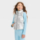 Girls' Reversible Puffer Vest - All in Motion Silver XS