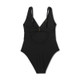 Women's Ribbed Plunge Twist-Front One Piece Swimsuit - Shade & Shore Black S