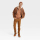 Men's High-Pile Fleece Lined Hooded Zip-Up Sweatshirt - Goodfellow & Co Brown M