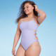 Women's Cut Out Knotted One Piece Swimsuit - Shade & Shore Lilac Purple XS