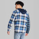 Men's Checked Hooded Button-Down Shirt - Original Use Blue XXL
