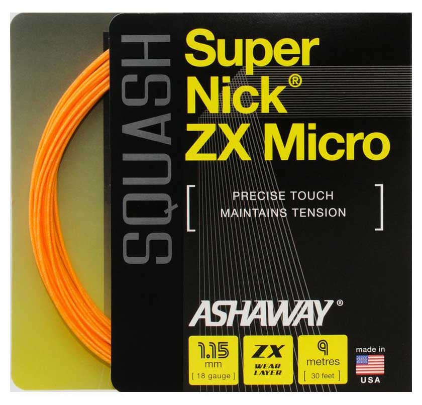 Ashaway SuperNick ZX Micro 18 1.15mm Squash Set - W & D Strings