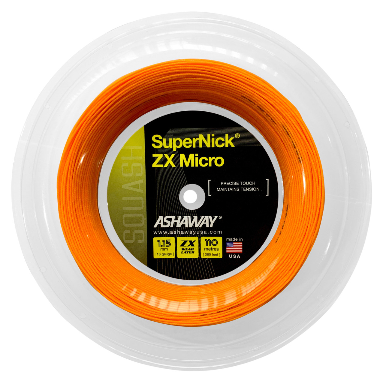 「SUPERB!」nanosounds Ashaway SuperNick ZX Micro 18 1.15mm Squash 110M Reel - W & D Strings