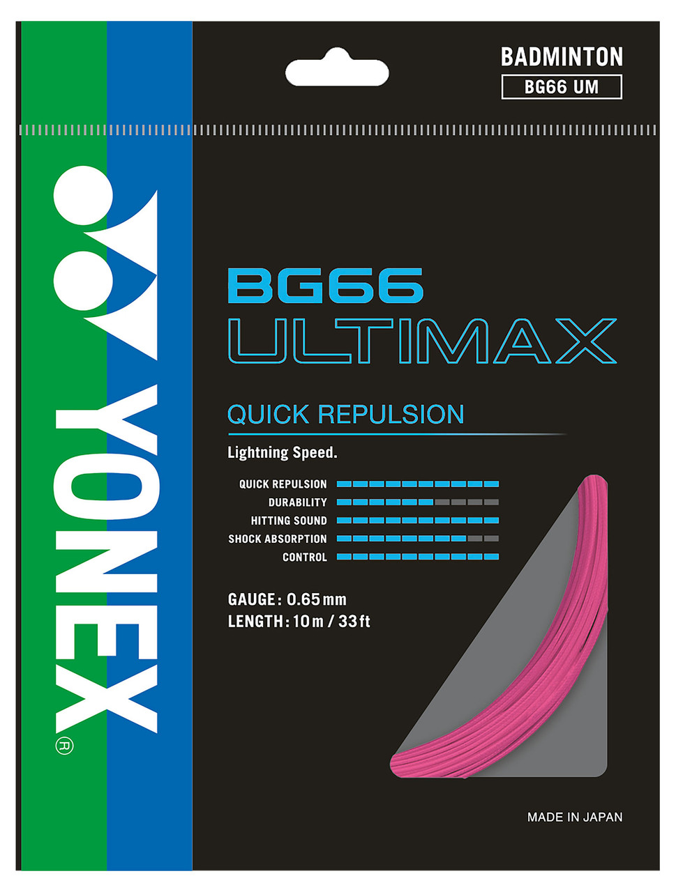 Yonex BG66 Ultimax 0.65mm Badminton Set - W & D Strings