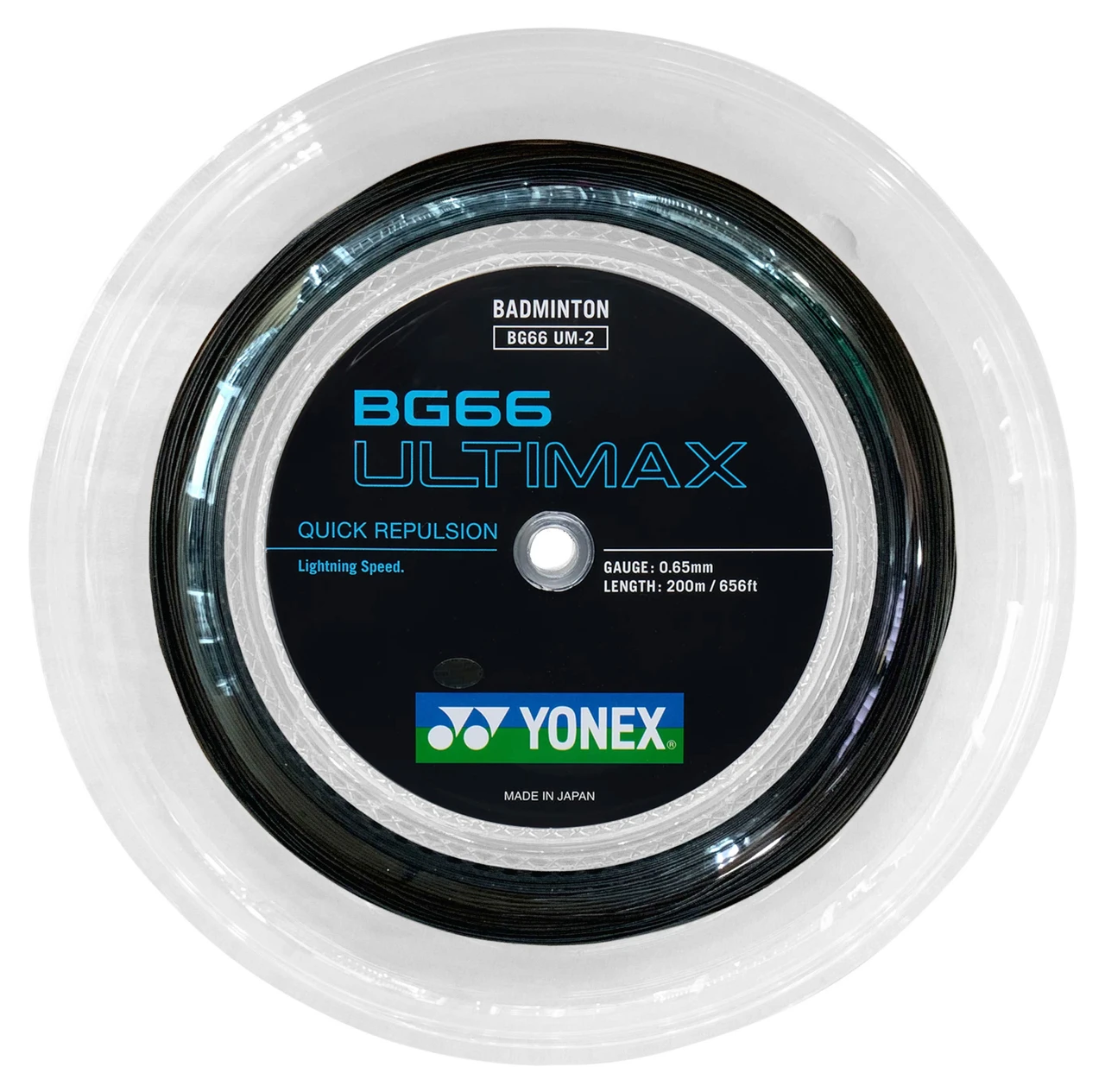 YONEX BG66 ULTIMAX 200mロール ブラック Yonex BG66 Ultimax 0.65mm Badminton 200M Reel - W & D Strings