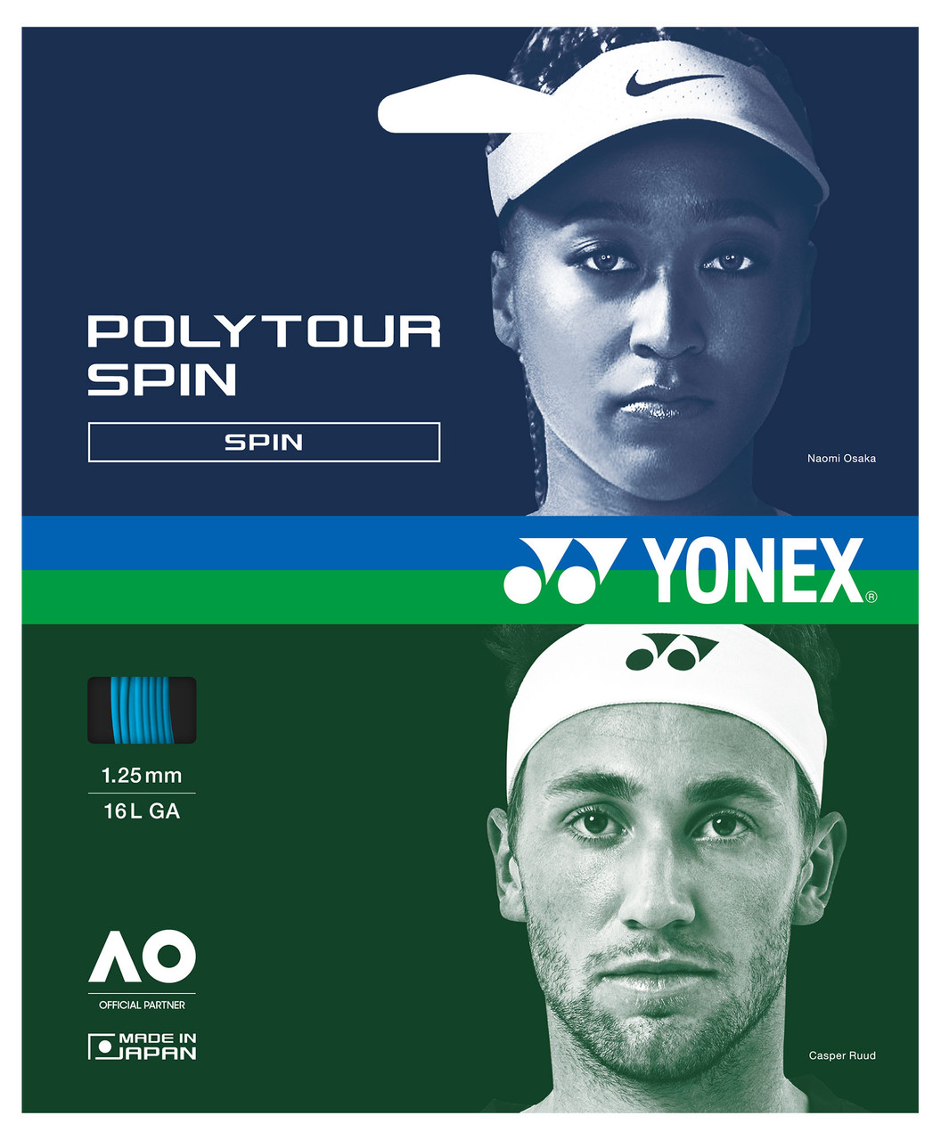 Yonex Poly Tour Spin 16L 1.25mm Set - W & D Strings