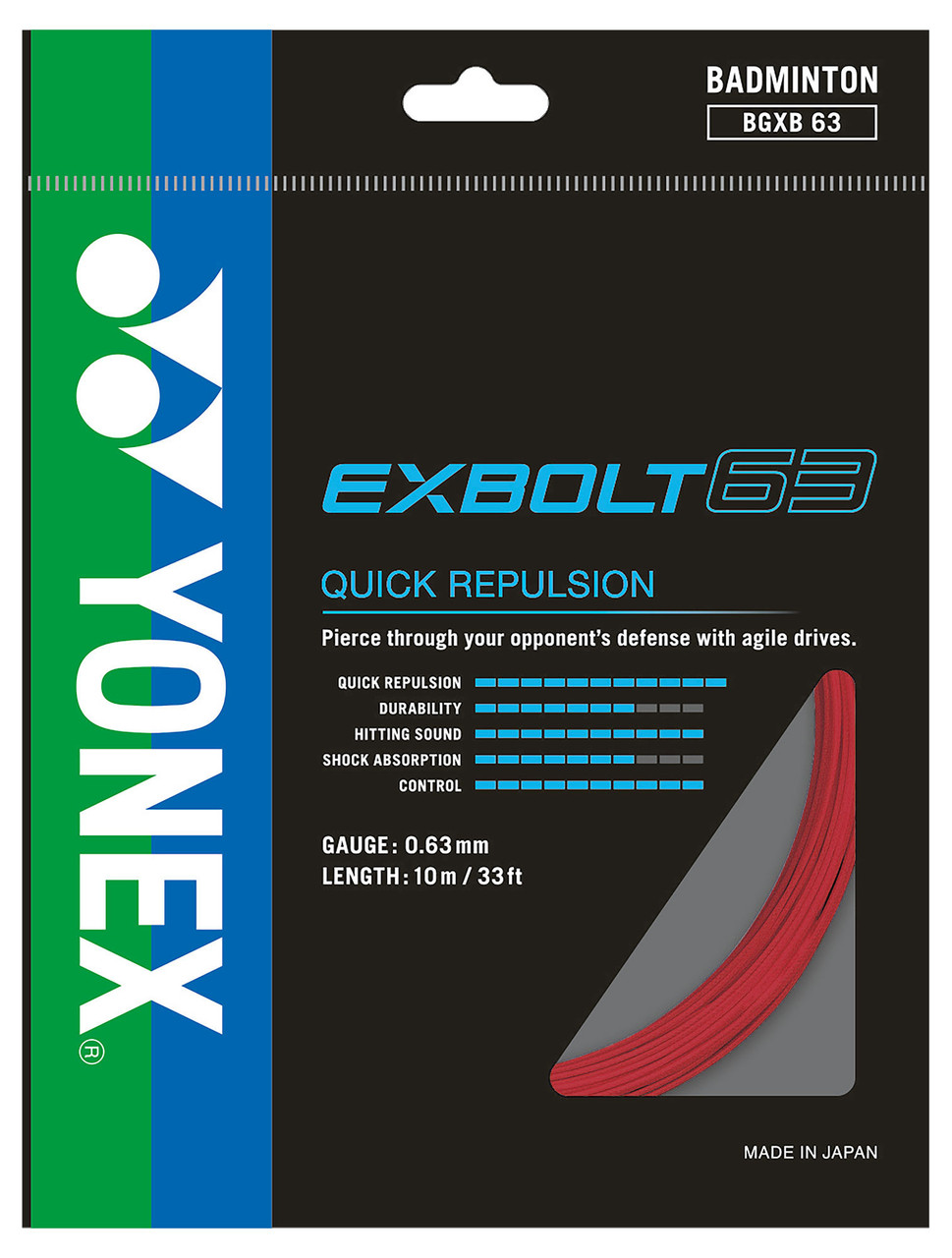 YONEX - YONEX　EXBOLT 63　100mロール　(エクスボルト63)　ホワイト Yonex BG Exbolt 63 Badminton String Reel (White