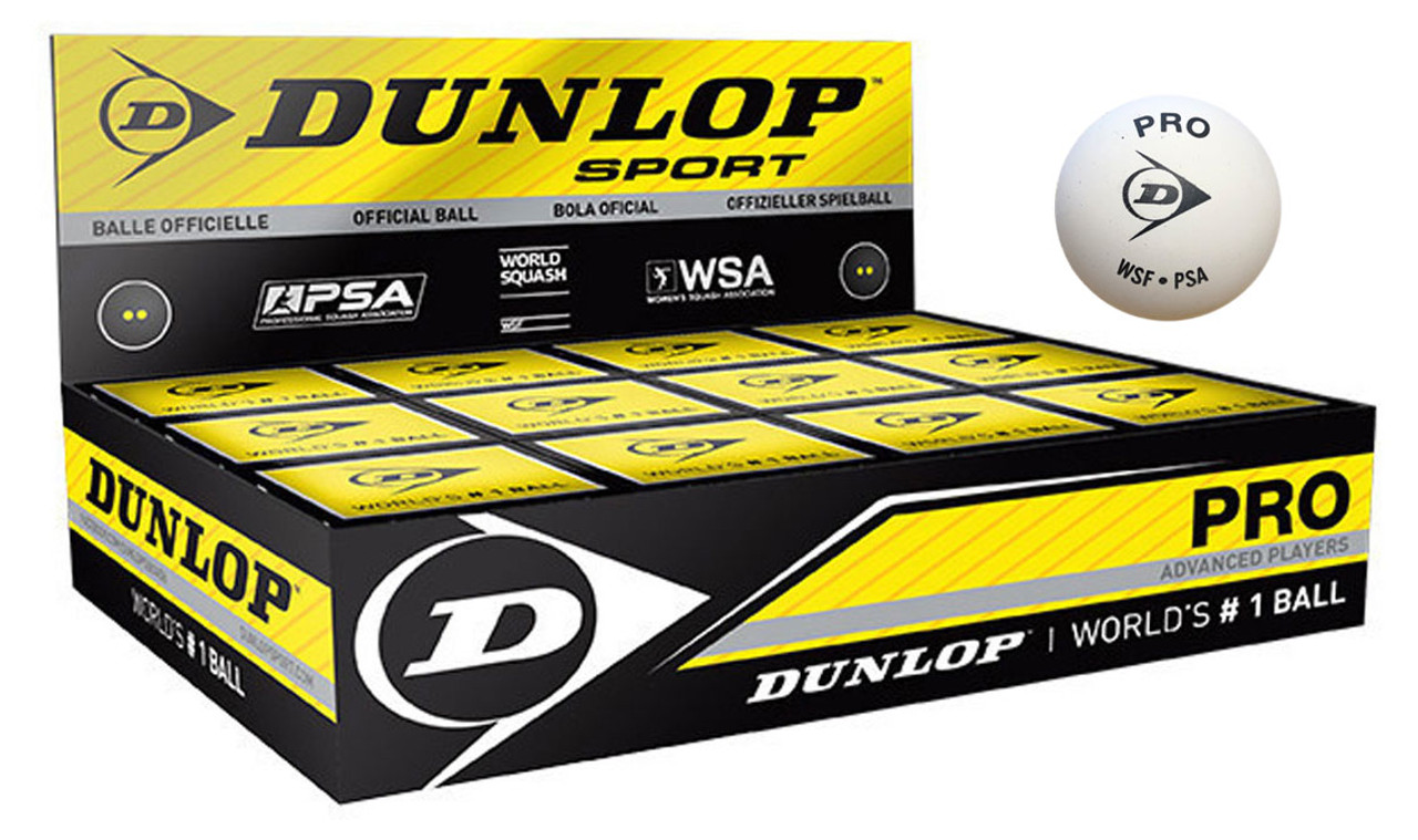 DUNLOP - ☆はなぴーこ☆ Dunlop Pro Double Yellow Dot WHITE Squash Balls 12 Pack - W