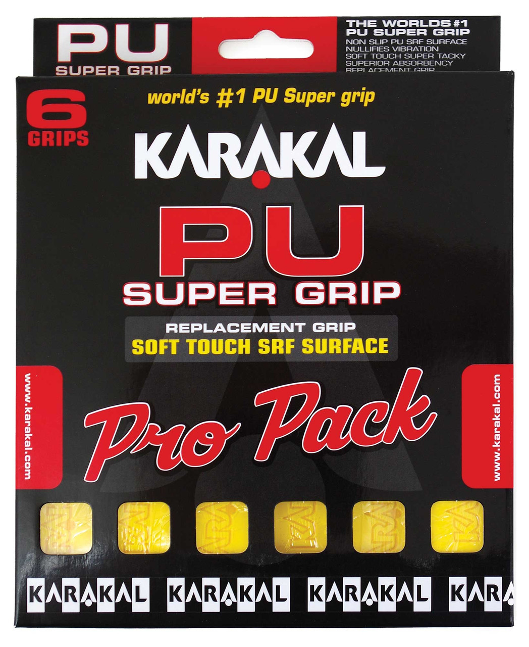 Karakal PU Super Grip Squash Badminton Replacement Grip 6 Pack W & D