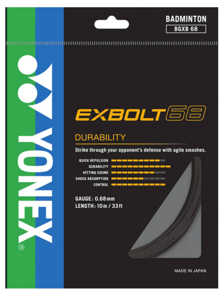 YONEX　EXBOLT68　100m（エクスボルト68） Yonex Exbolt 68 0.68mm Badminton Set - W & D Strings