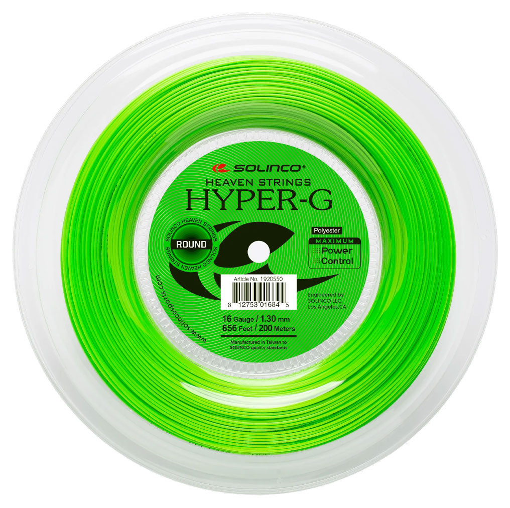 Corde Da Tennis Solinco Hyper G 12m - 1.25mm, Forma Quadrata, Alto Spin