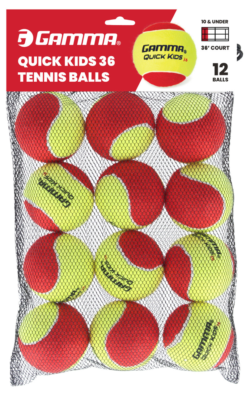 GAMMA Quick Kids 36 Stage 3 Red Junior Tennis Balls 12 Pack W D Strings GAMMA Quick Kids 36 Stage 3 Red Junior Tennis Balls 12 Pack W D Strings