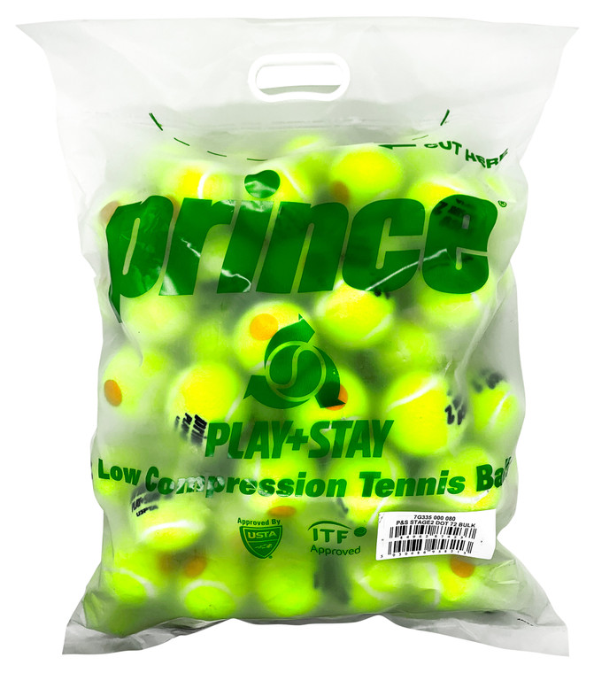 Prince Play + Stay Stage 2 Junior Tennis Balls 72 Pack
