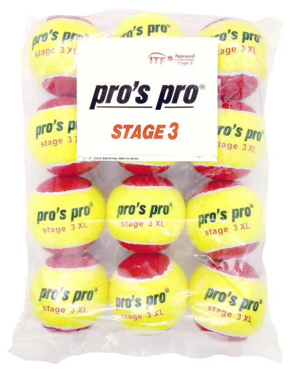 Pro's Pro Stage 3 Red XL Junior Tennis Balls 12 Pack