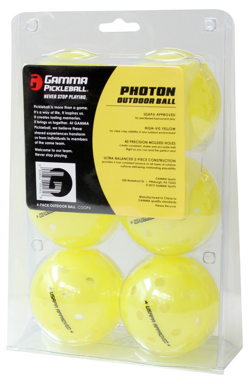 Gamma Photon Outdoor Pickleball Balls 6 Pack